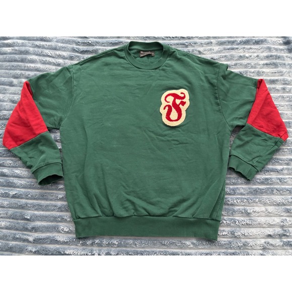 ASOS DESIGN Tops - ASOS DESIGN Green Red Letter F Patch Sweatshirt Crewneck Pullover Top XS